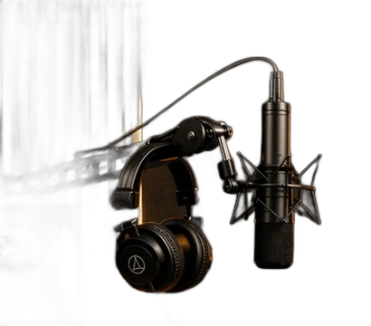 Micrófono y auriculares de estudio